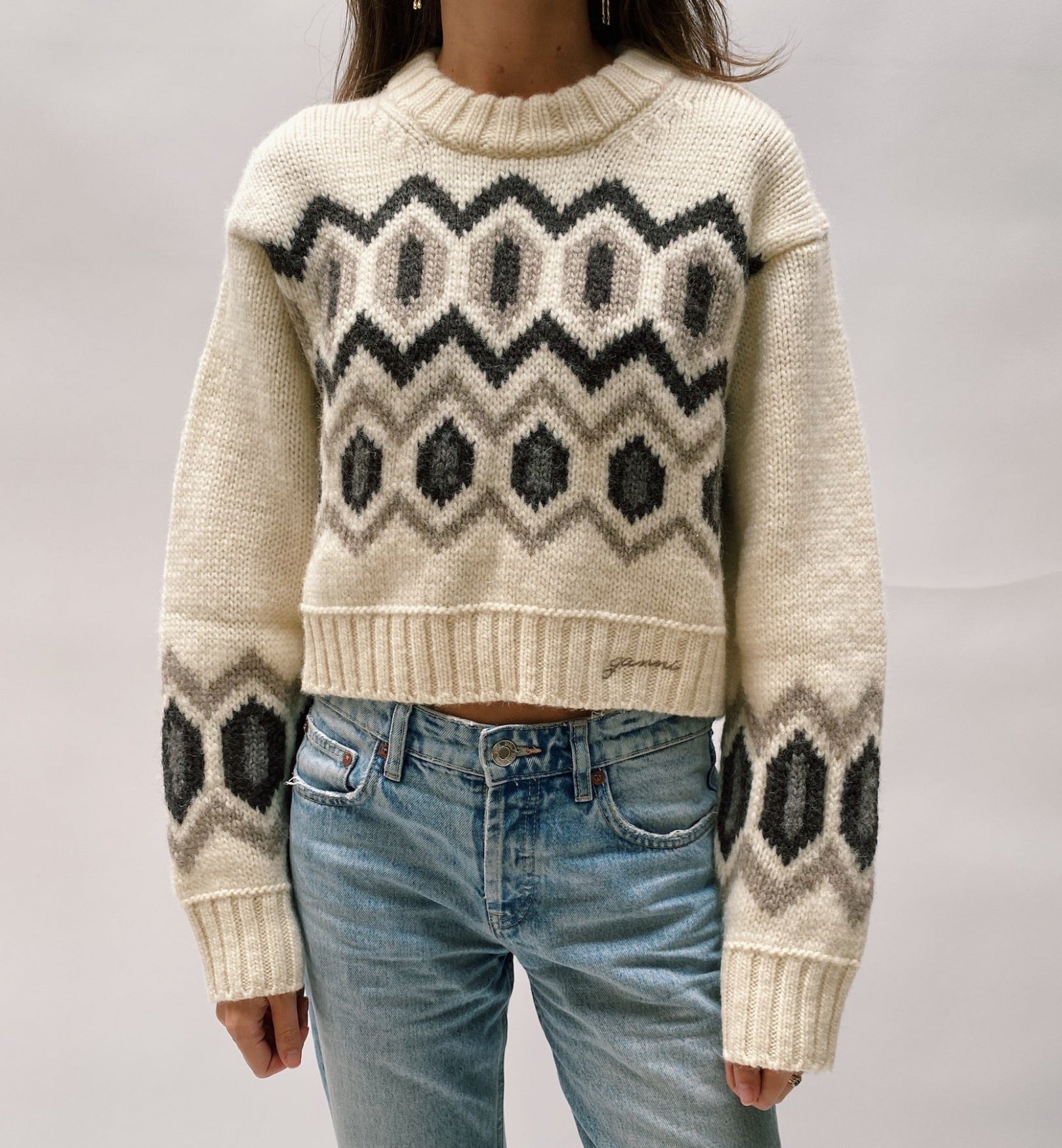 GANNI Chunky Wool Cropped Sweater