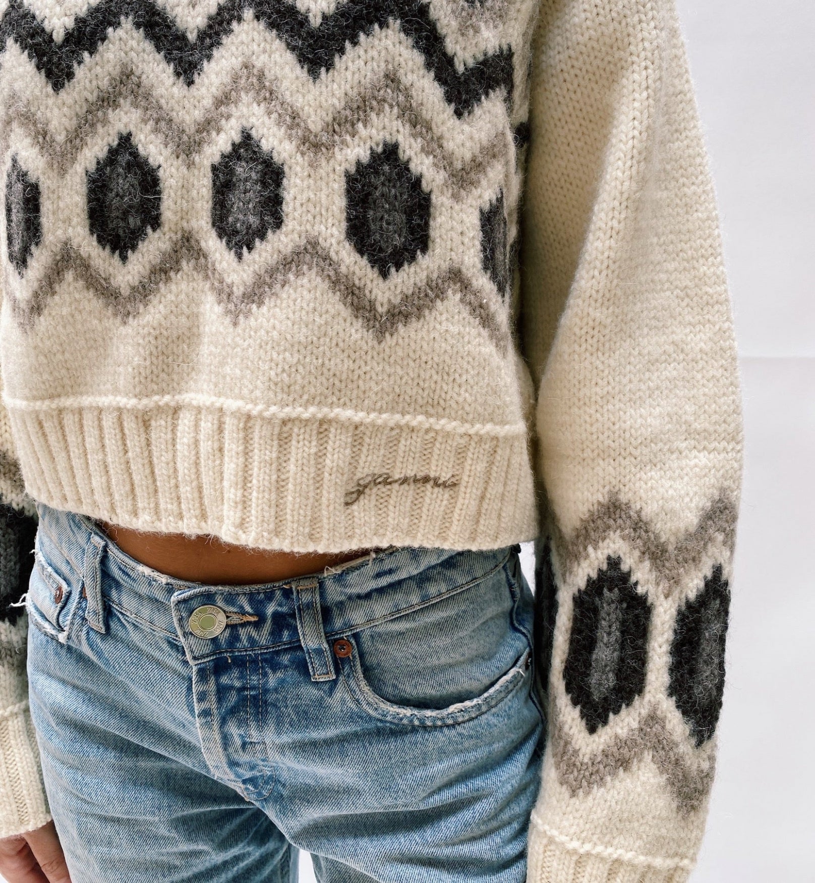 GANNI Chunky Wool Cropped Sweater