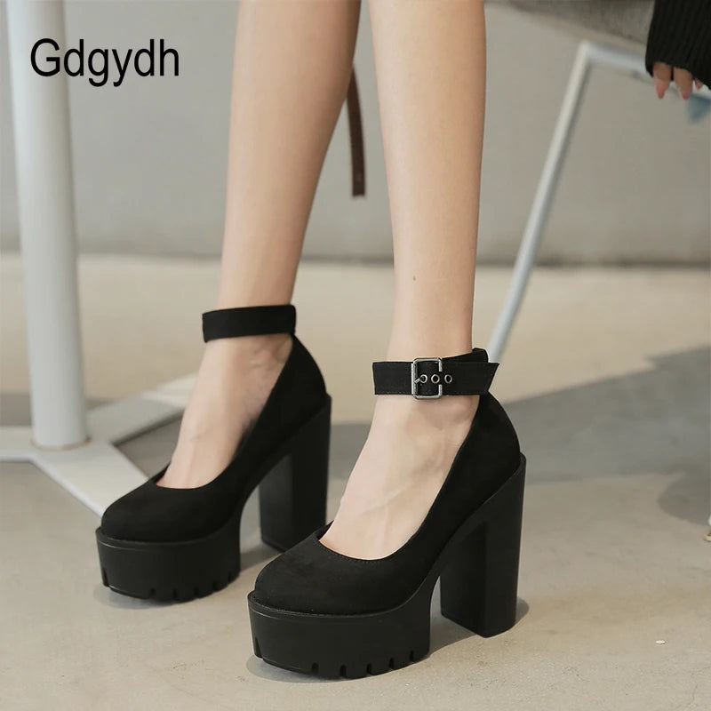 GIGIFOX Platform High Heel Pumps with Metal Chain