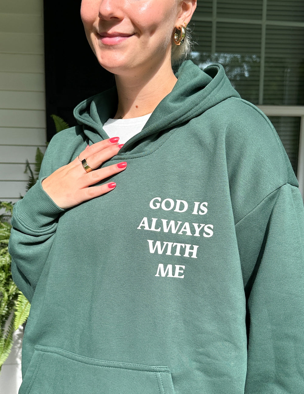 God Is Always With Me Green Unisex Hoodie