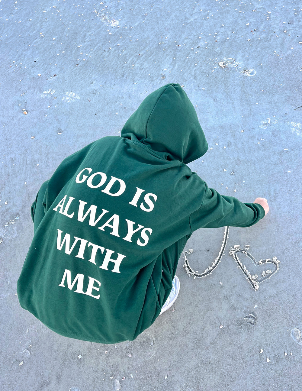 God Is Always With Me Green Unisex Hoodie