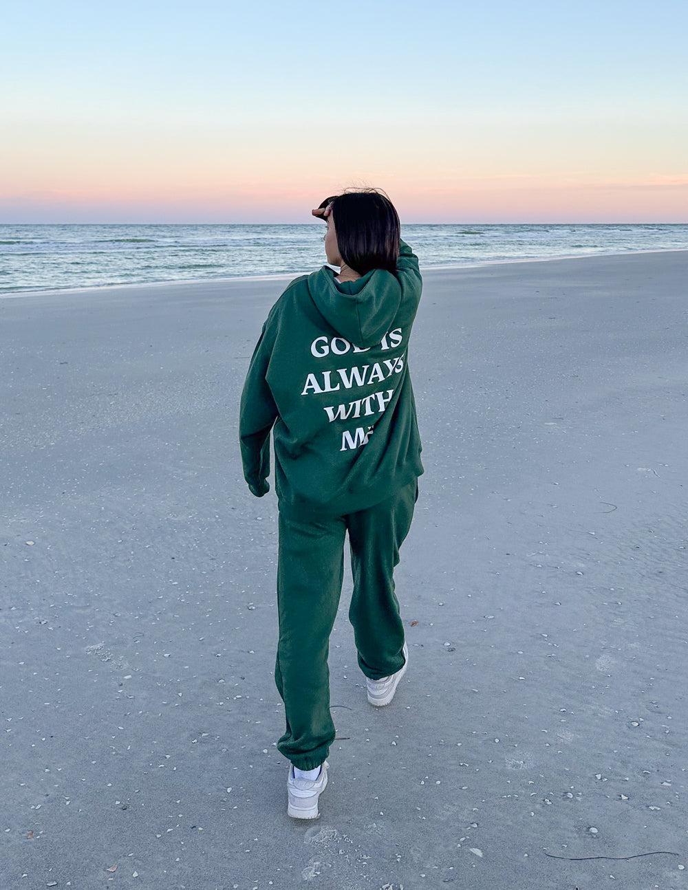 God Is Always With Me Green Unisex Hoodie