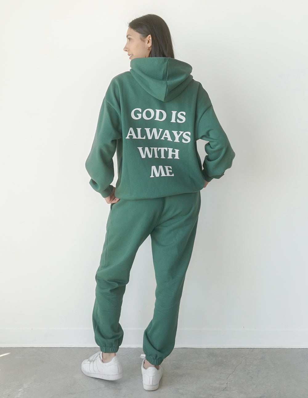 God Is Always With Me Green Unisex Hoodie