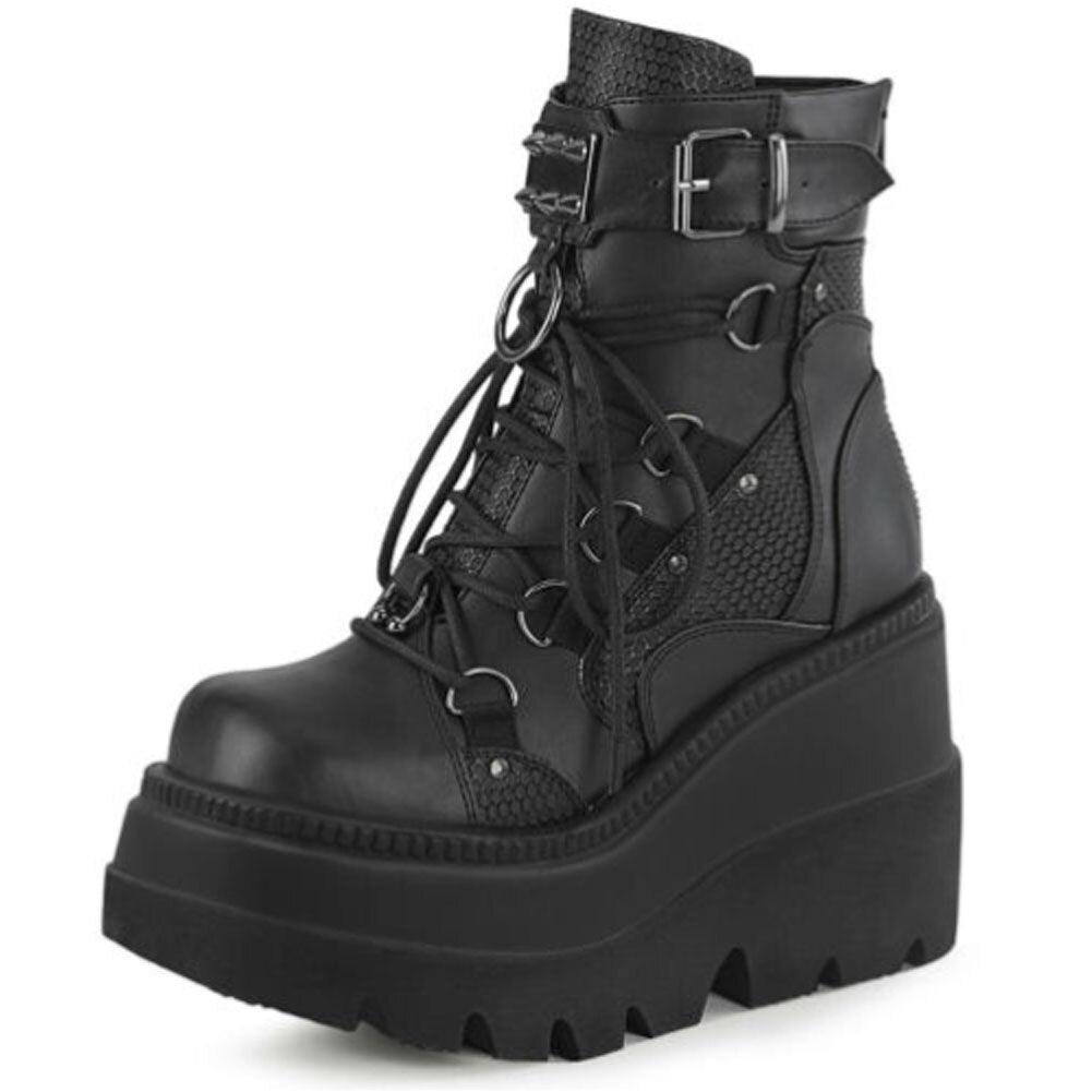 Gothic Punk Mid Calf Boots For Women With Platform Bottom Wedges