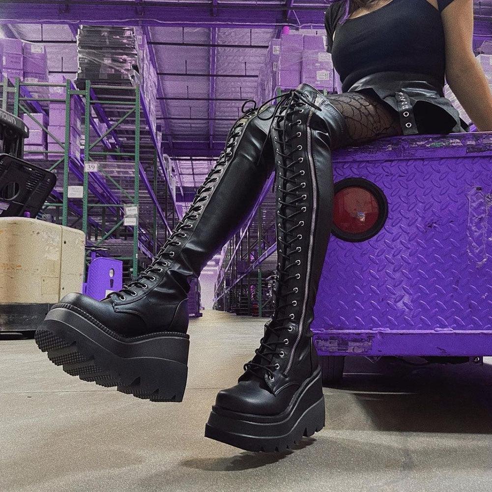 Gothic Punk Thigh High Heels Platform