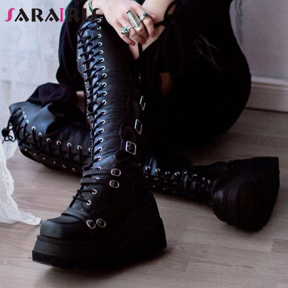 Gothic Punk Thigh High Heels Platform