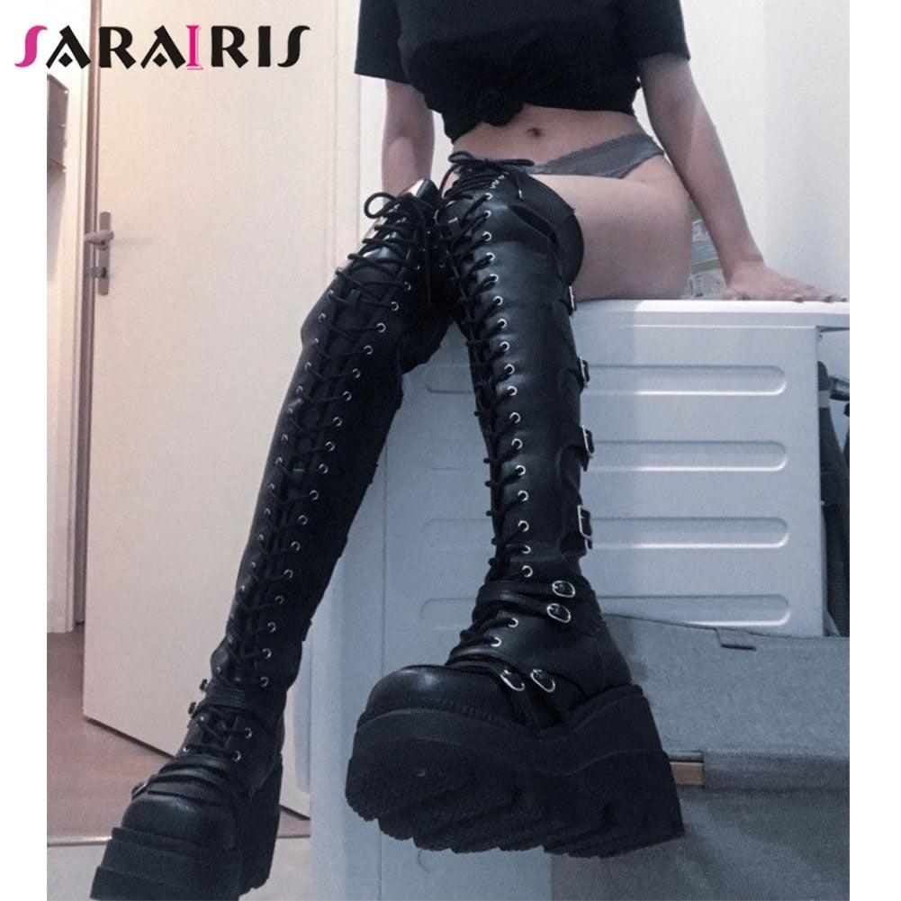 Gothic Punk Thigh High Heels Platform