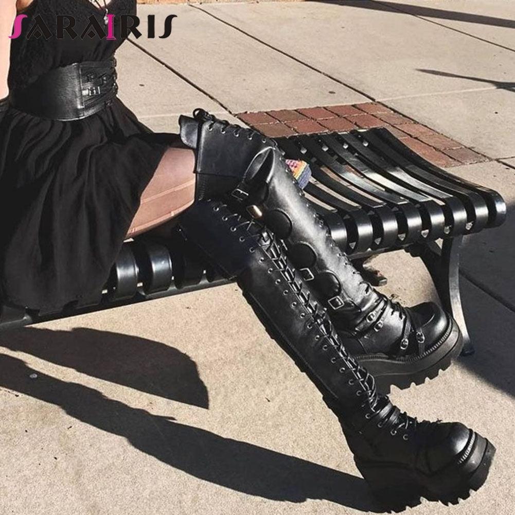 Gothic Punk Thigh High Heels Platform