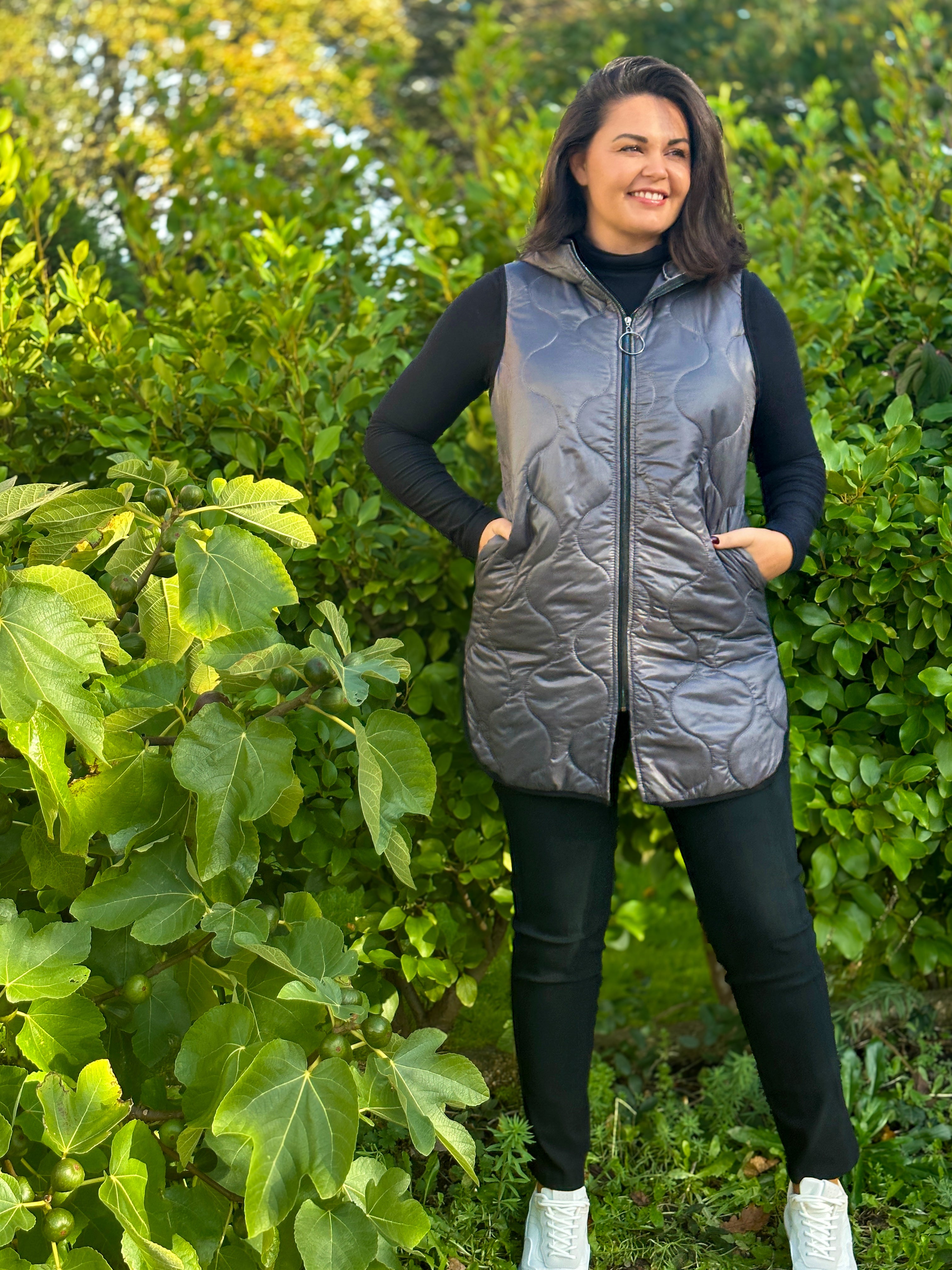 Grey Quilted Gilet Lucy