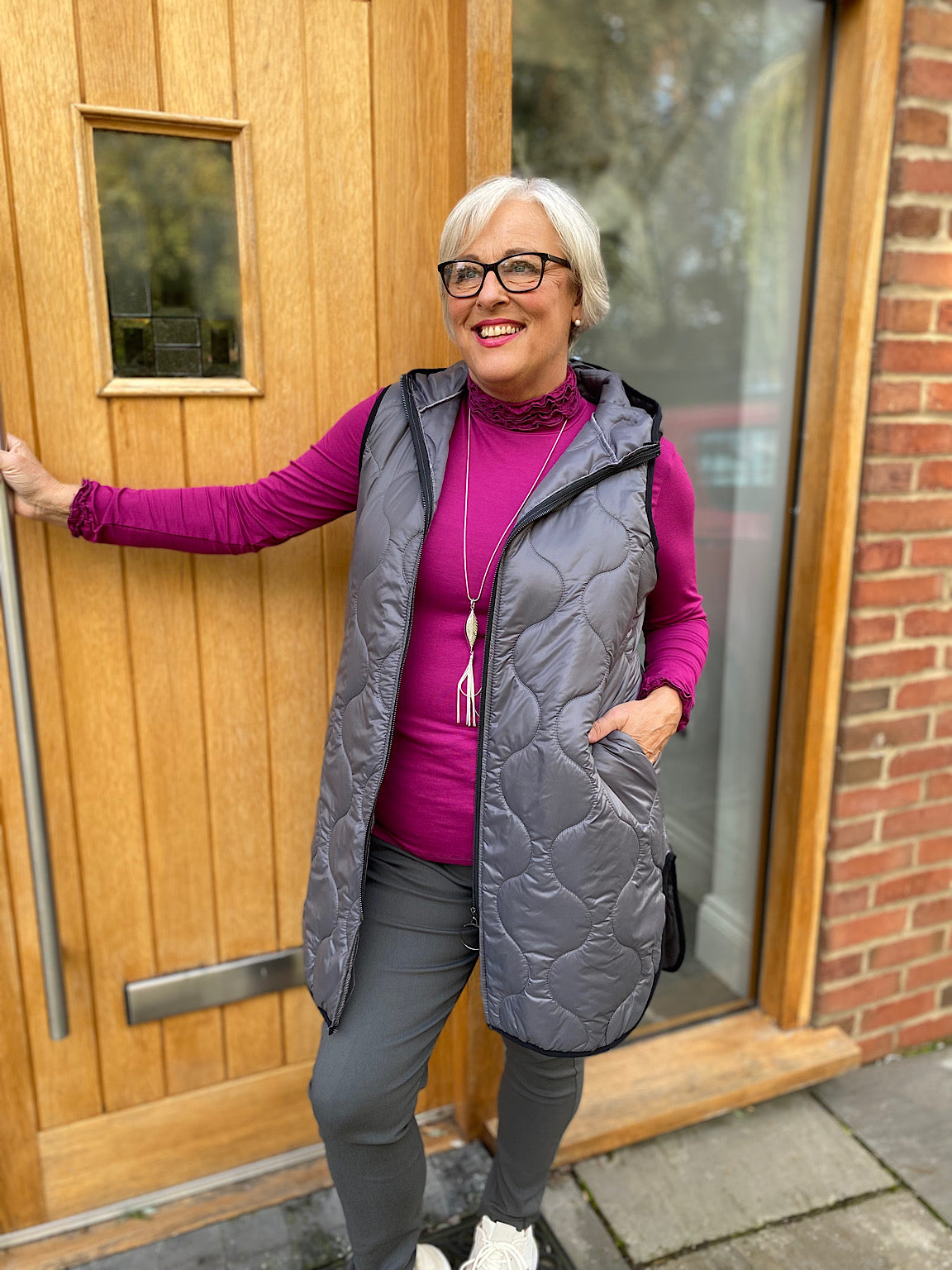 Grey Quilted Gilet Lucy