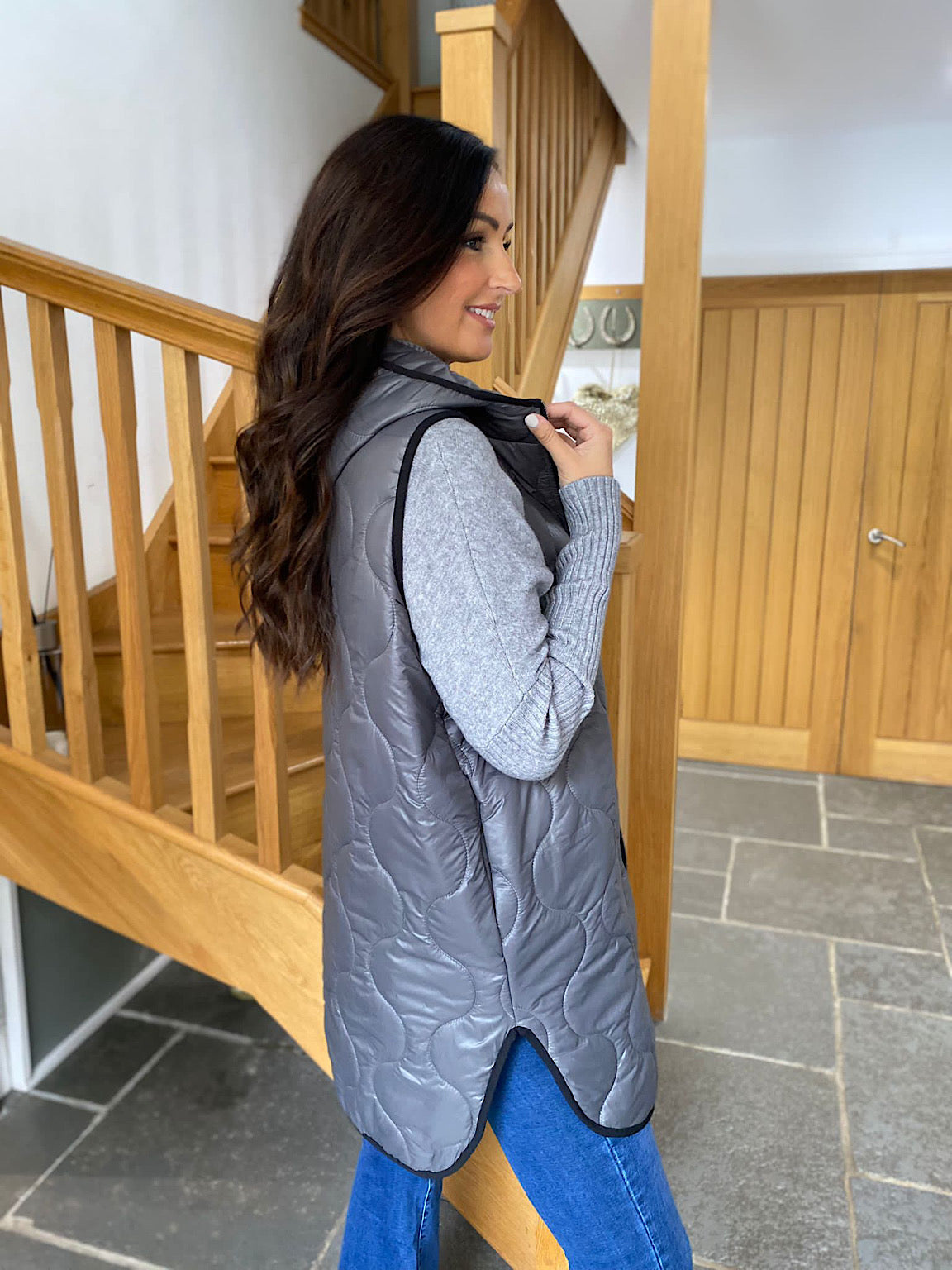 Grey Quilted Gilet Lucy