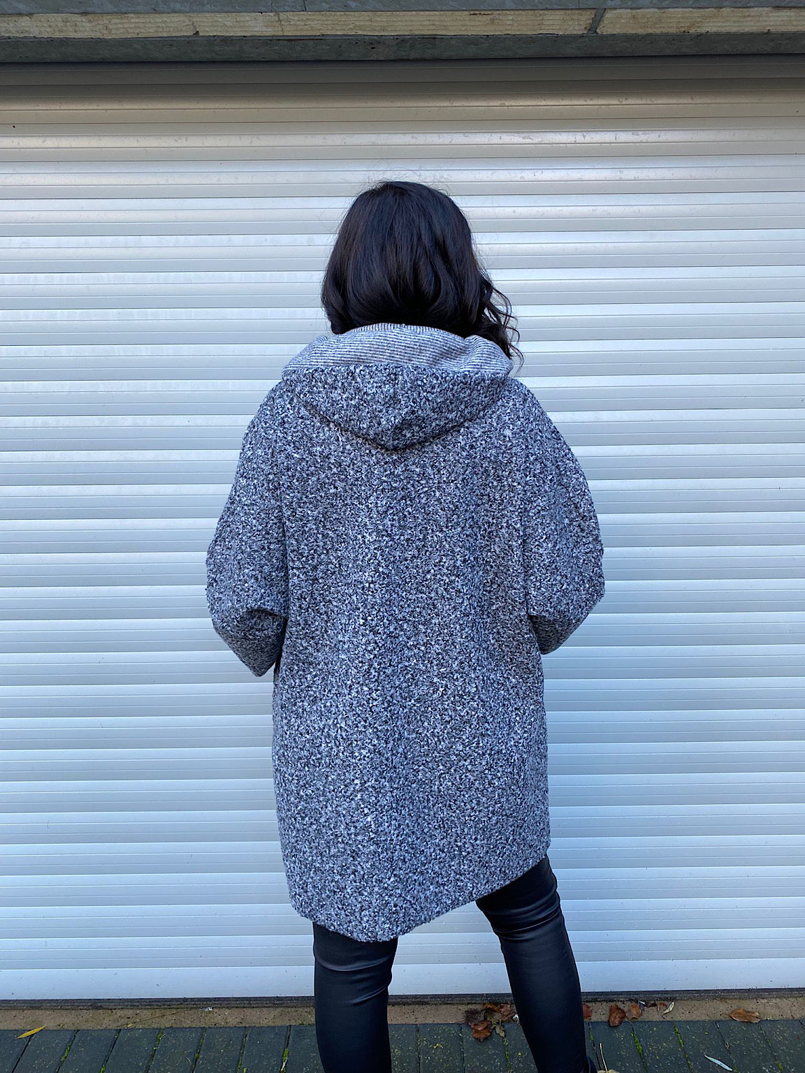 Grey Ribbon Boucle Coat Esther