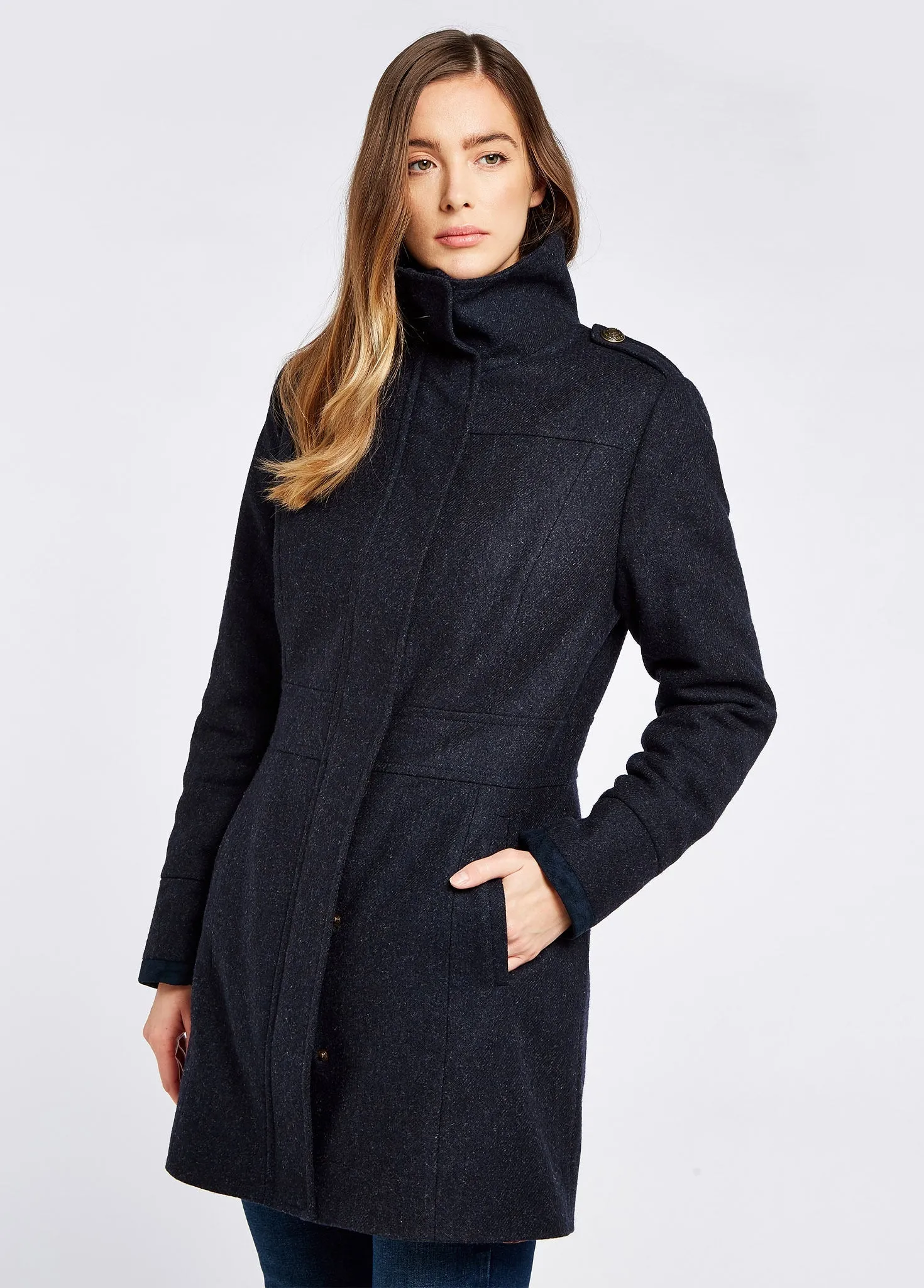 Hedgerow Tweed Coat - Navy