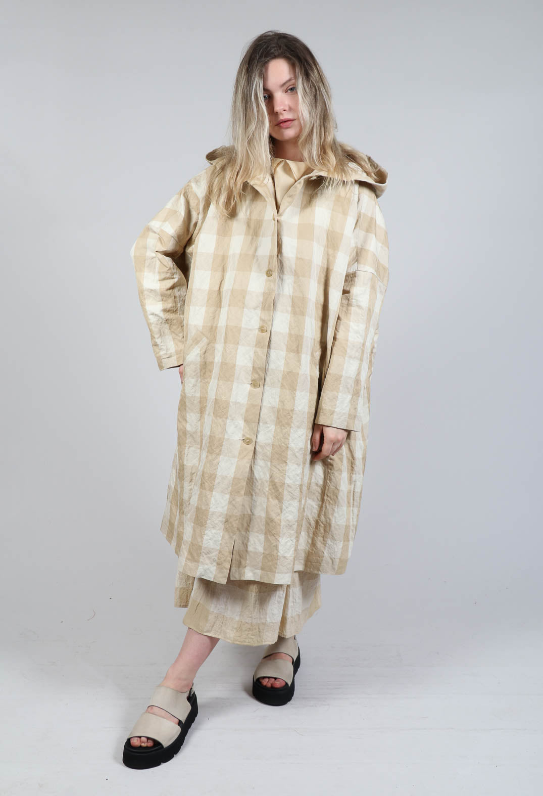 Hooded Coat in Natural