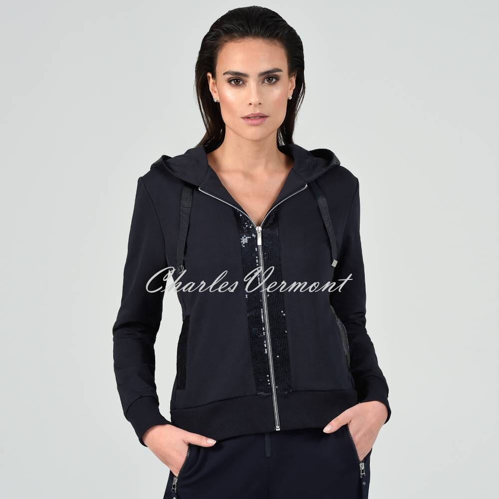 I'cona Hooded Zip Jacket with Sequin Detail - Style 67133-60052-69 (Navy)