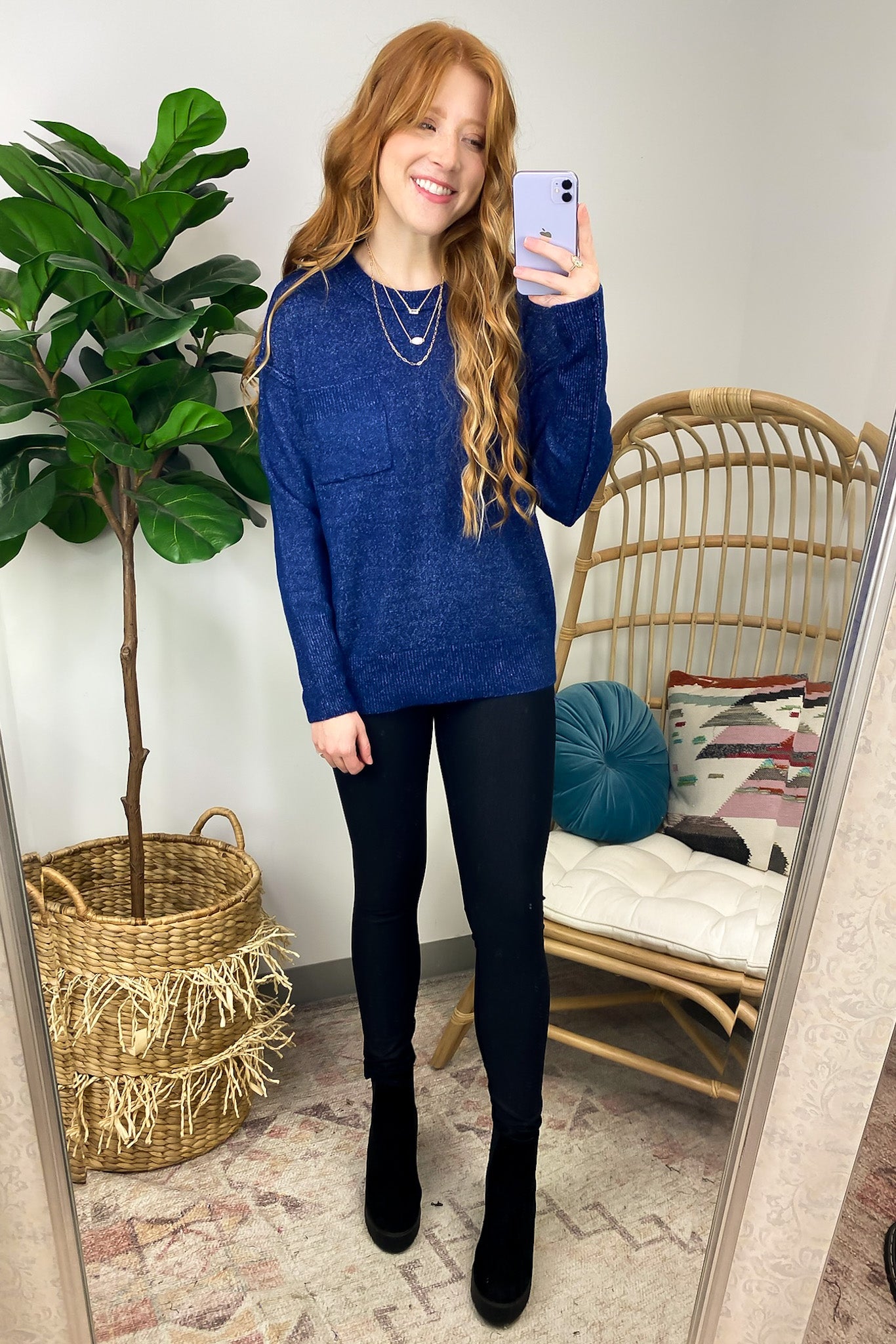 Impressive Essential Melange Knit Front Pocket Sweater - FINAL SALE