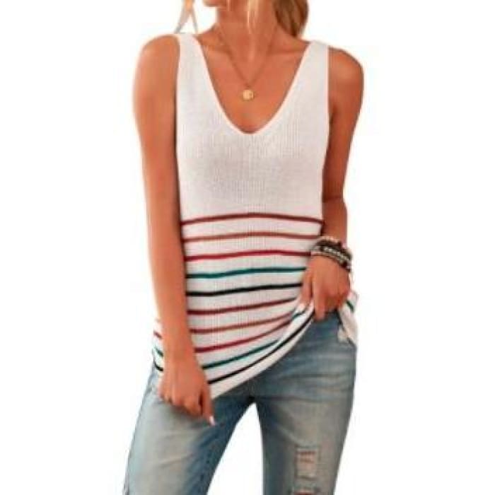 Ivory Striped Knit Tank