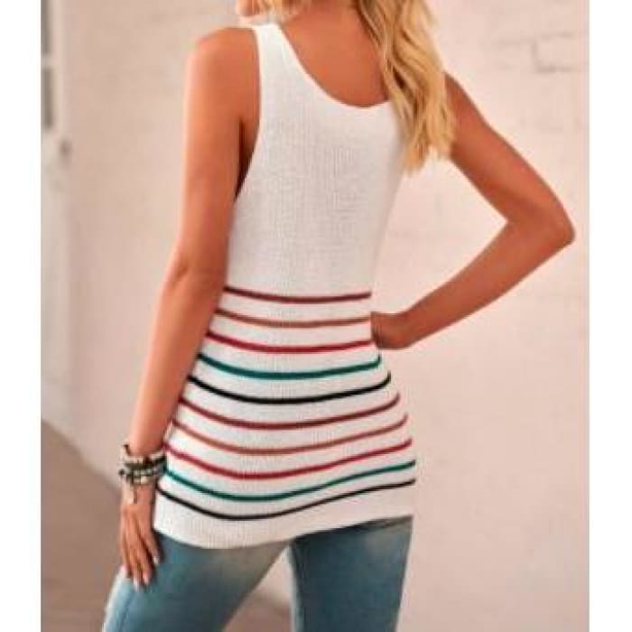 Ivory Striped Knit Tank