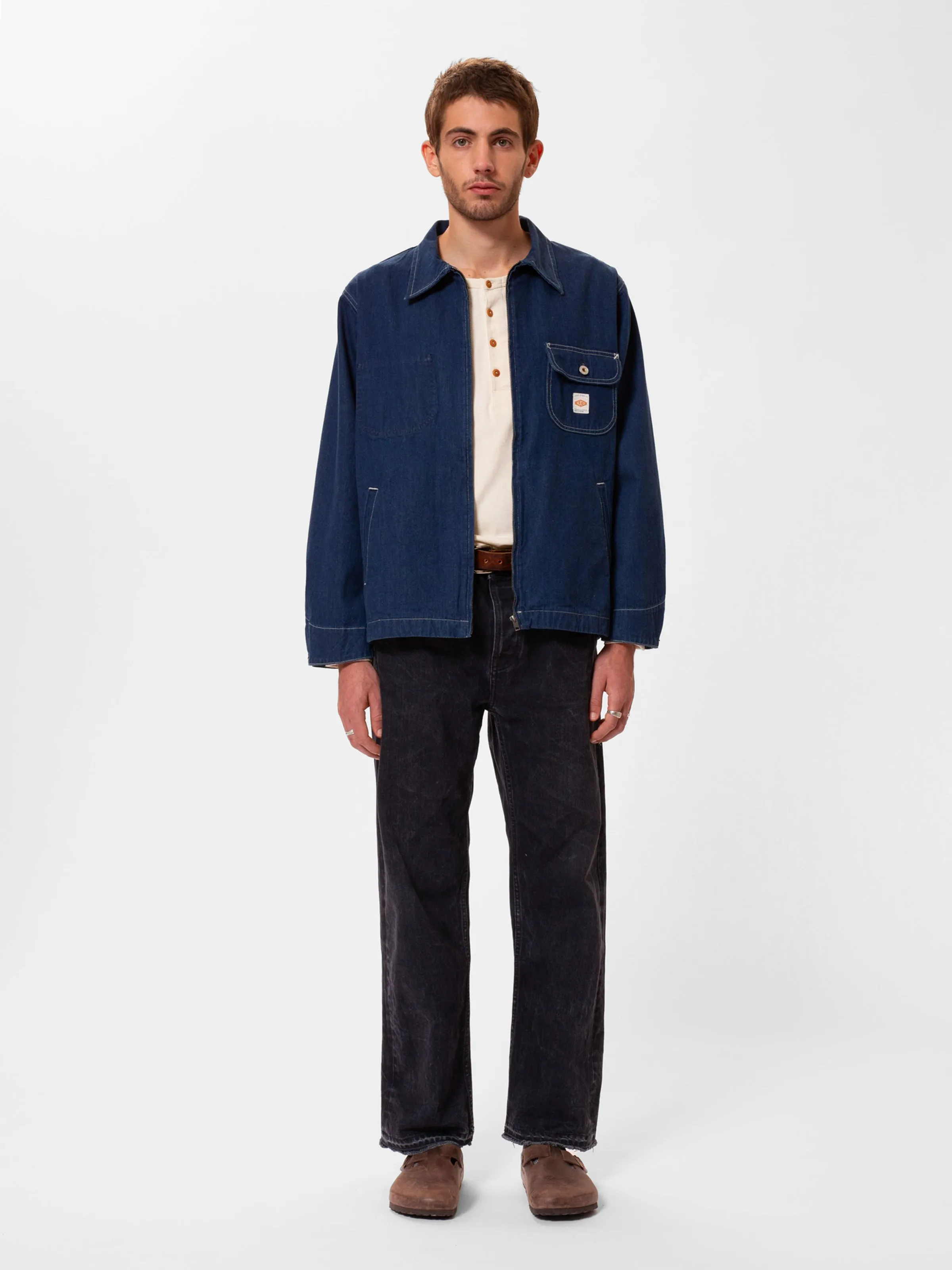 Jimmy Utility Denim Zip Jacket Blue