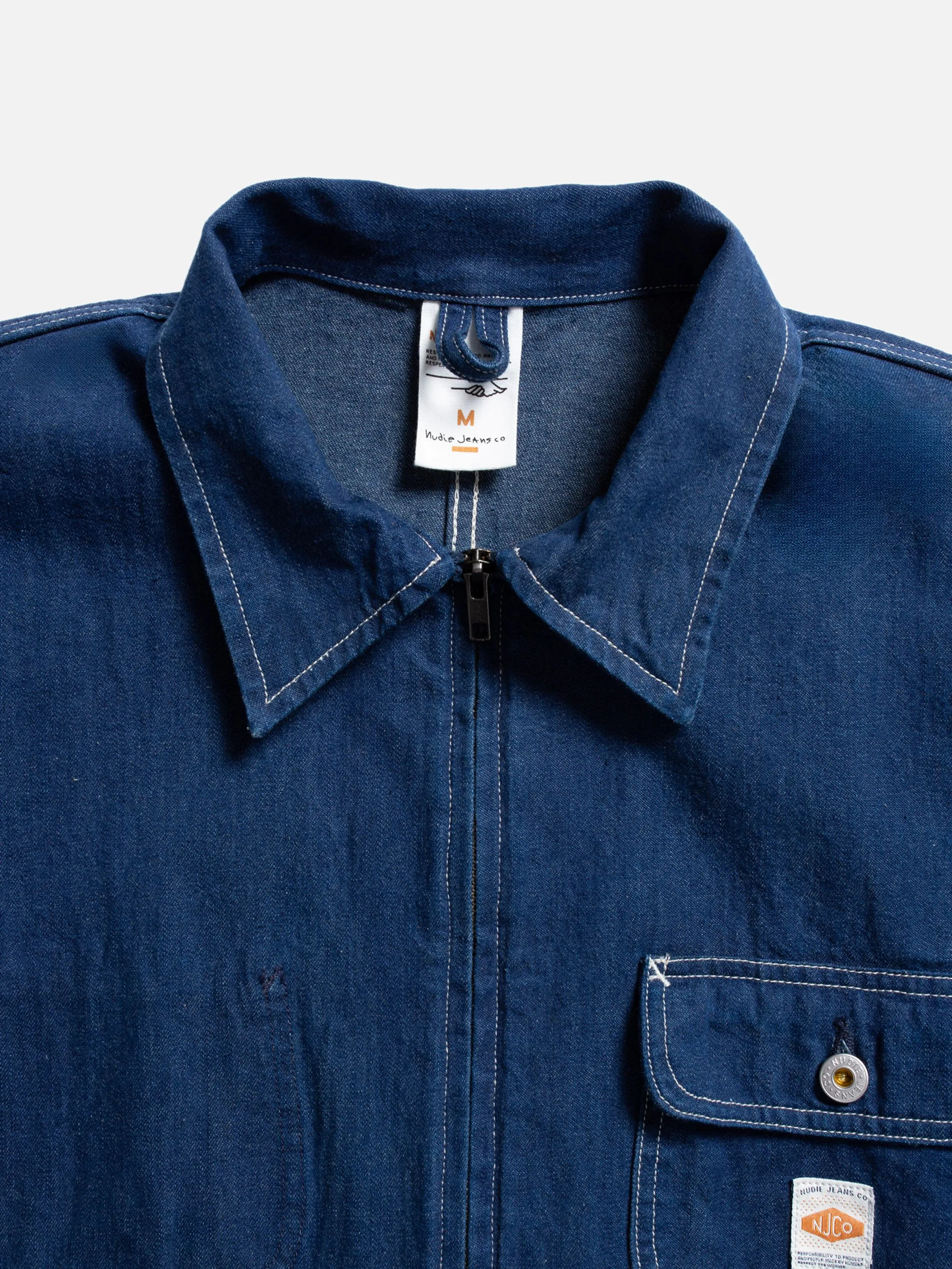 Jimmy Utility Denim Zip Jacket Blue