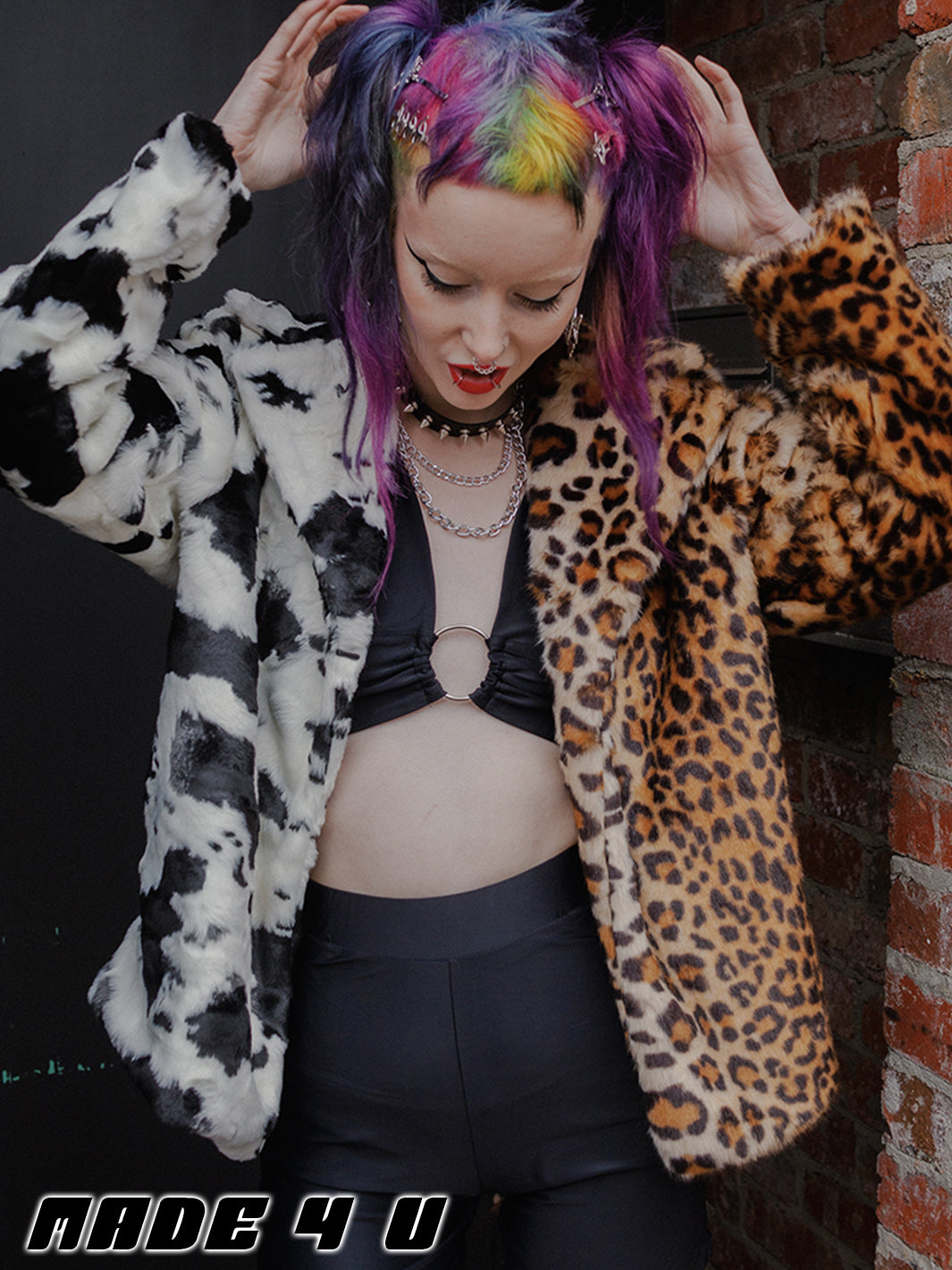 JUNGLE FAUX FUR CROPPED JACKET  MADE 4 U 