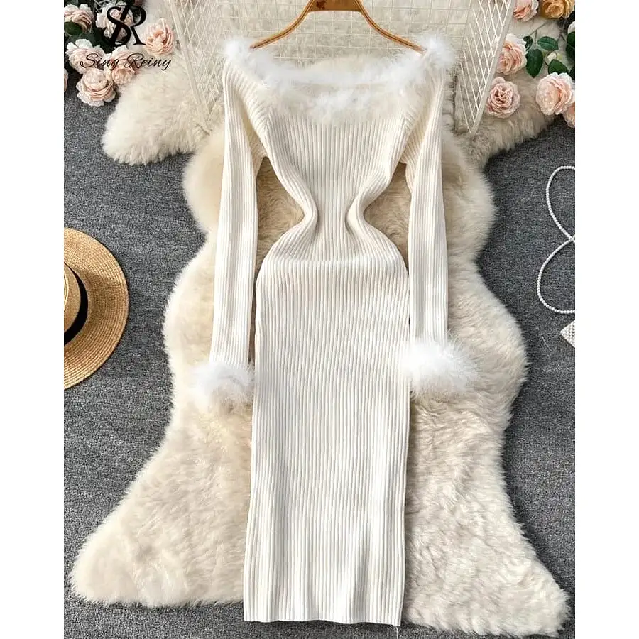 knitted dress fluffy dress