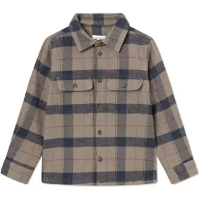 Les Deux Kids Desert Taupe/Dark Navy Checked Lennon Check Overshirt Kids