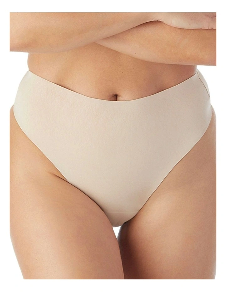 Light Shaping High Waist Everyday Shapewear Thong in Warm Beige