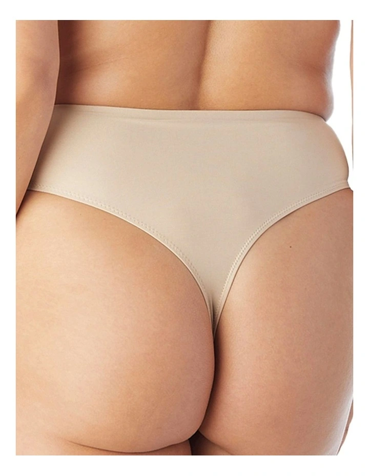 Light Shaping High Waist Everyday Shapewear Thong in Warm Beige