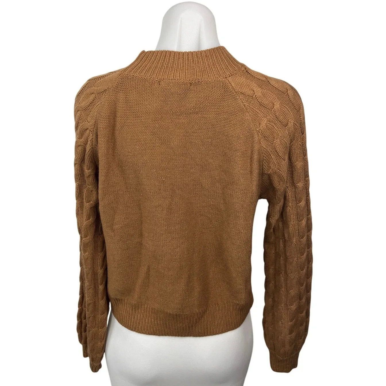 Line & Dot Brown Cable Knit Mock Neck Long Sleeve Pullover Sweater Top Size S