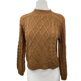 Line & Dot Brown Cable Knit Mock Neck Long Sleeve Pullover Sweater Top Size S