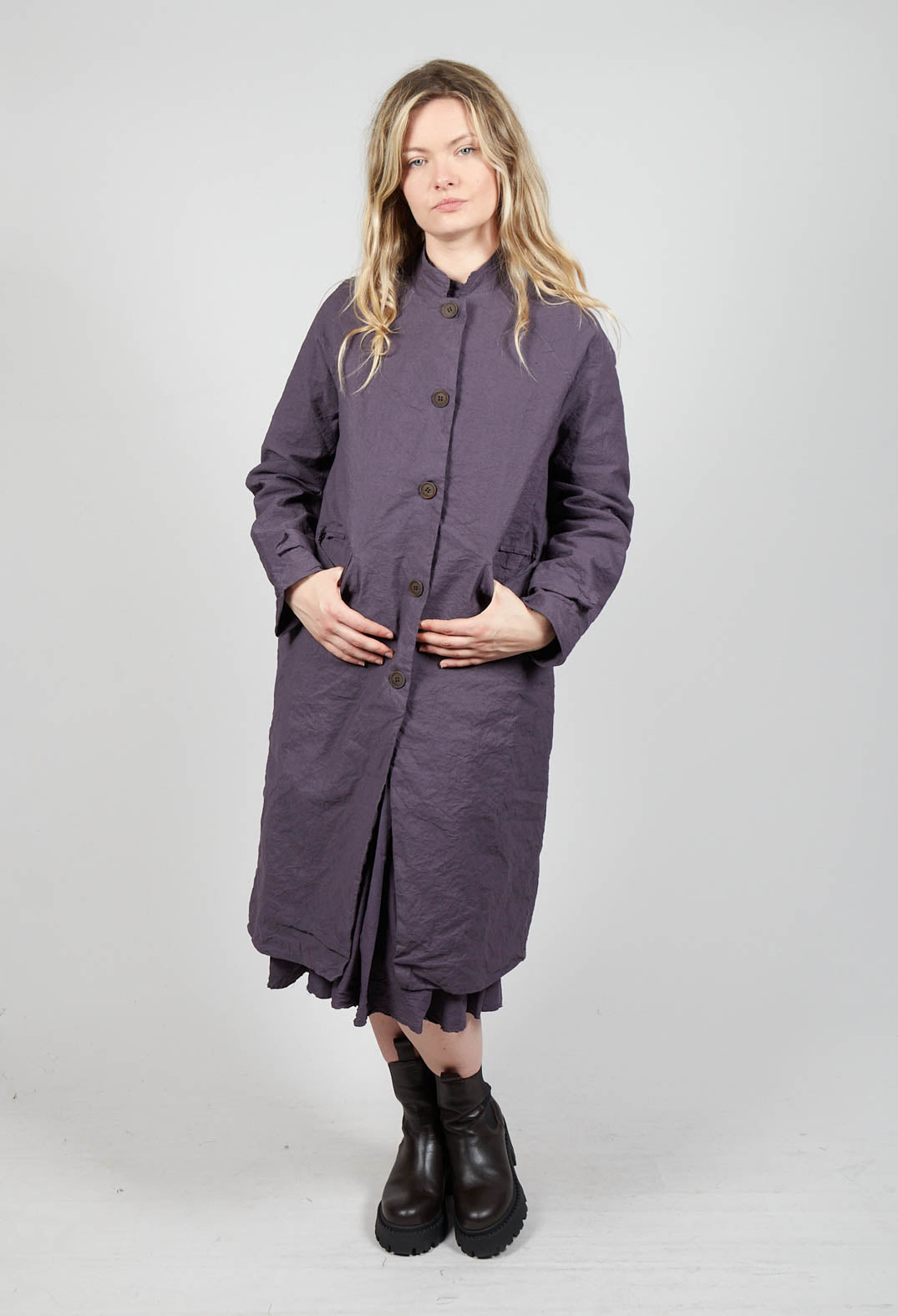 Longline Coat in Melanzana