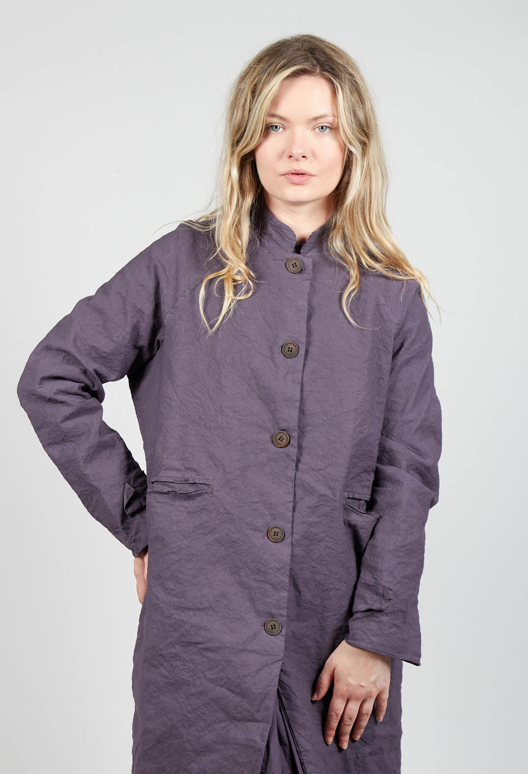 Longline Coat in Melanzana