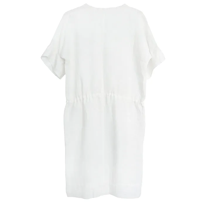 Mercy for Advice From A Caterpillar Woman Linen Dress with Drawstring White