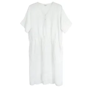 Mercy for Advice From A Caterpillar Woman Linen Dress with Drawstring White