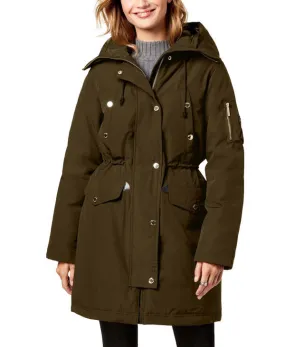 Michael Kors Down Cinch Waist Parka Puffer - Olive Green