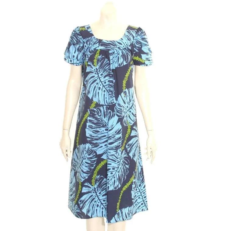 Monstera Leaf Tulip Sleeve Dress