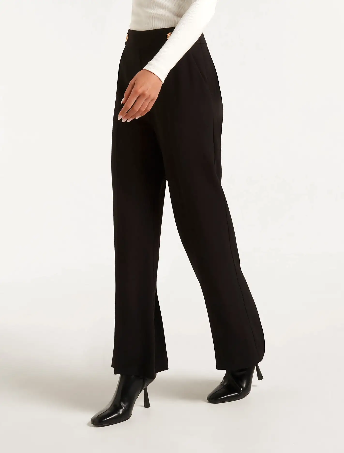 Naomi Petite Button Wide Leg Pants