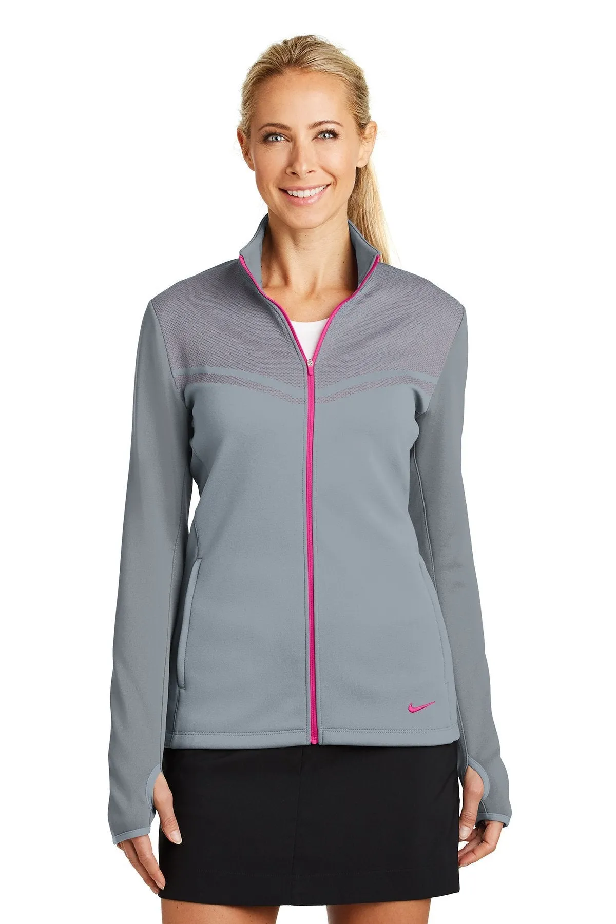 Nike Ladies Therma-FIT Hypervis Full-Zip Jacket 779804 Cool Grey/ Vivid Pink