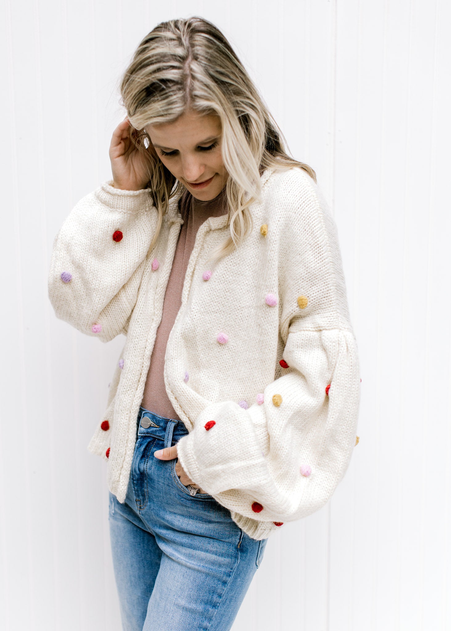 Oatmeal Pom Pom Sweater