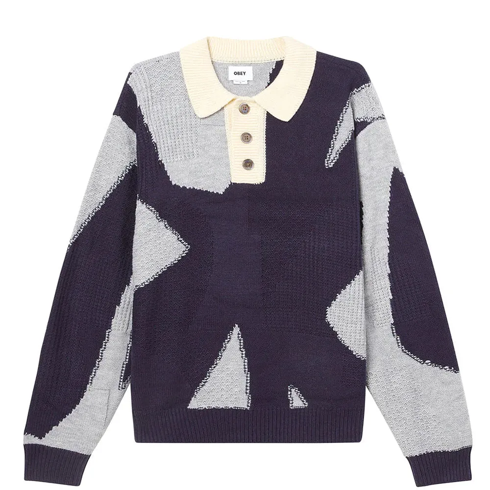 OBEY LUCA POLO SWEATER // HEATHER GREY MULTI