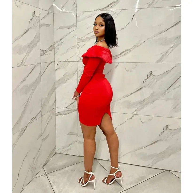 Off Shoulder Long Sleeve Sexy Bodycon Dress