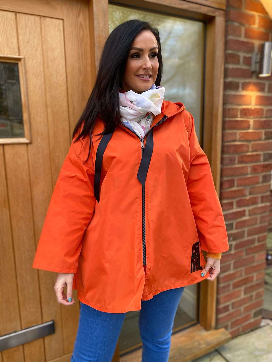 Orange Hope Rain Mac Coat Khloe