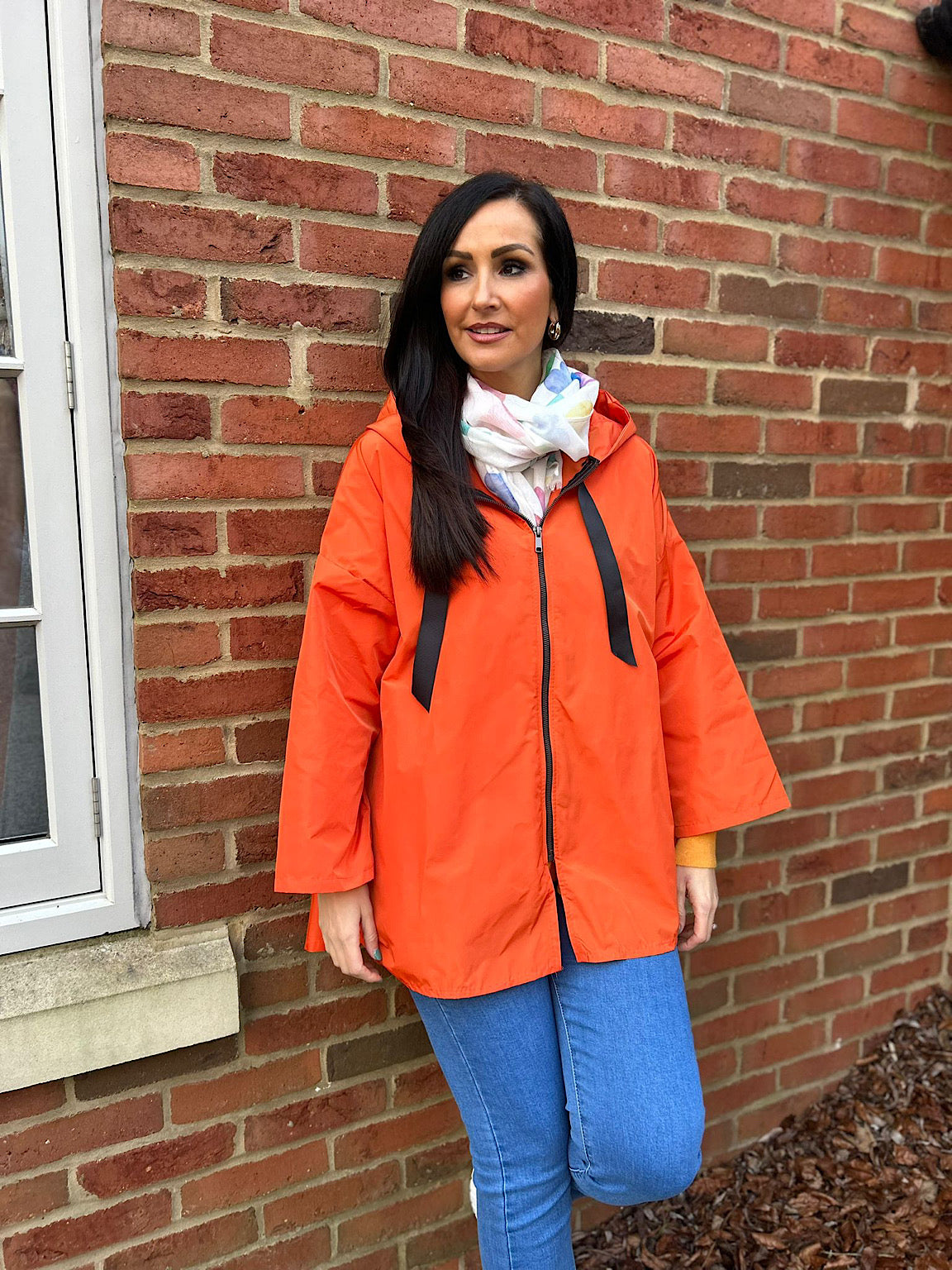 Orange Hope Rain Mac Coat Khloe