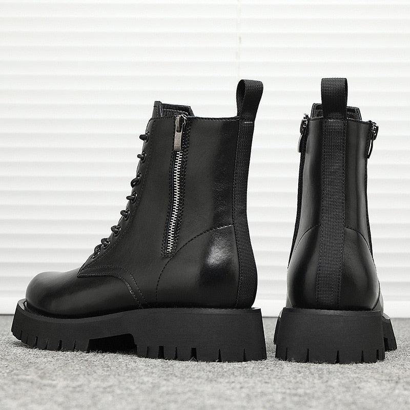 Platform Boot Height Increasing High Men Leather Heel Shoe