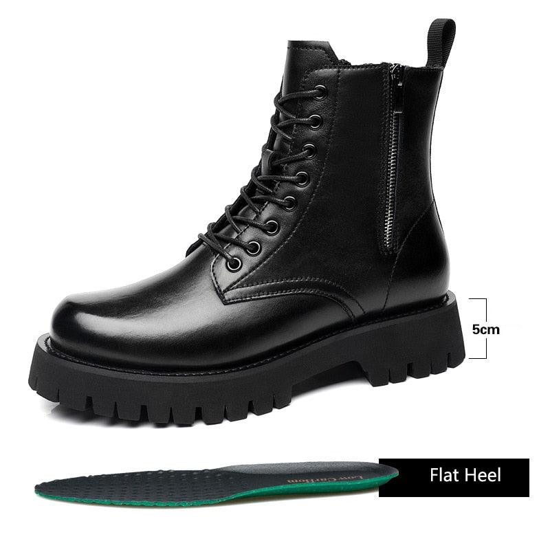 Platform Boot Height Increasing High Men Leather Heel Shoe