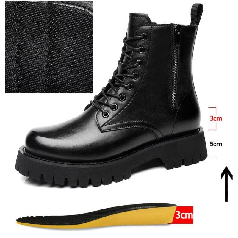 Platform Boot Height Increasing High Men Leather Heel Shoe