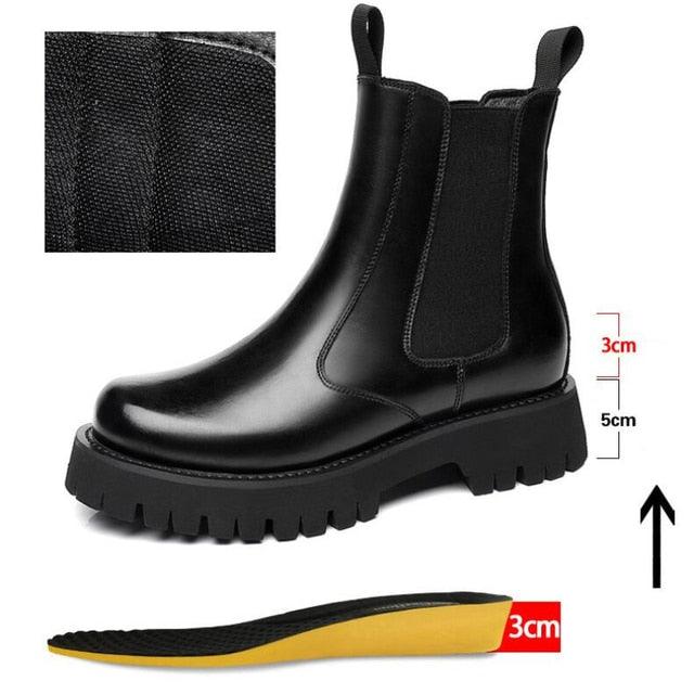 Platform Boot Height Increasing High Men Leather Heel Shoe