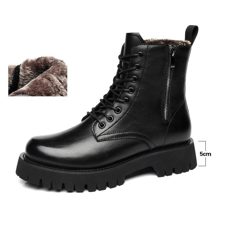 Platform Boot Height Increasing High Men Leather Heel Shoe