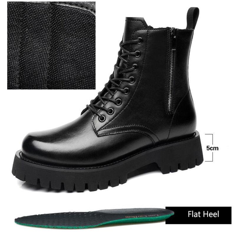 Platform Boot Height Increasing High Men Leather Heel Shoe